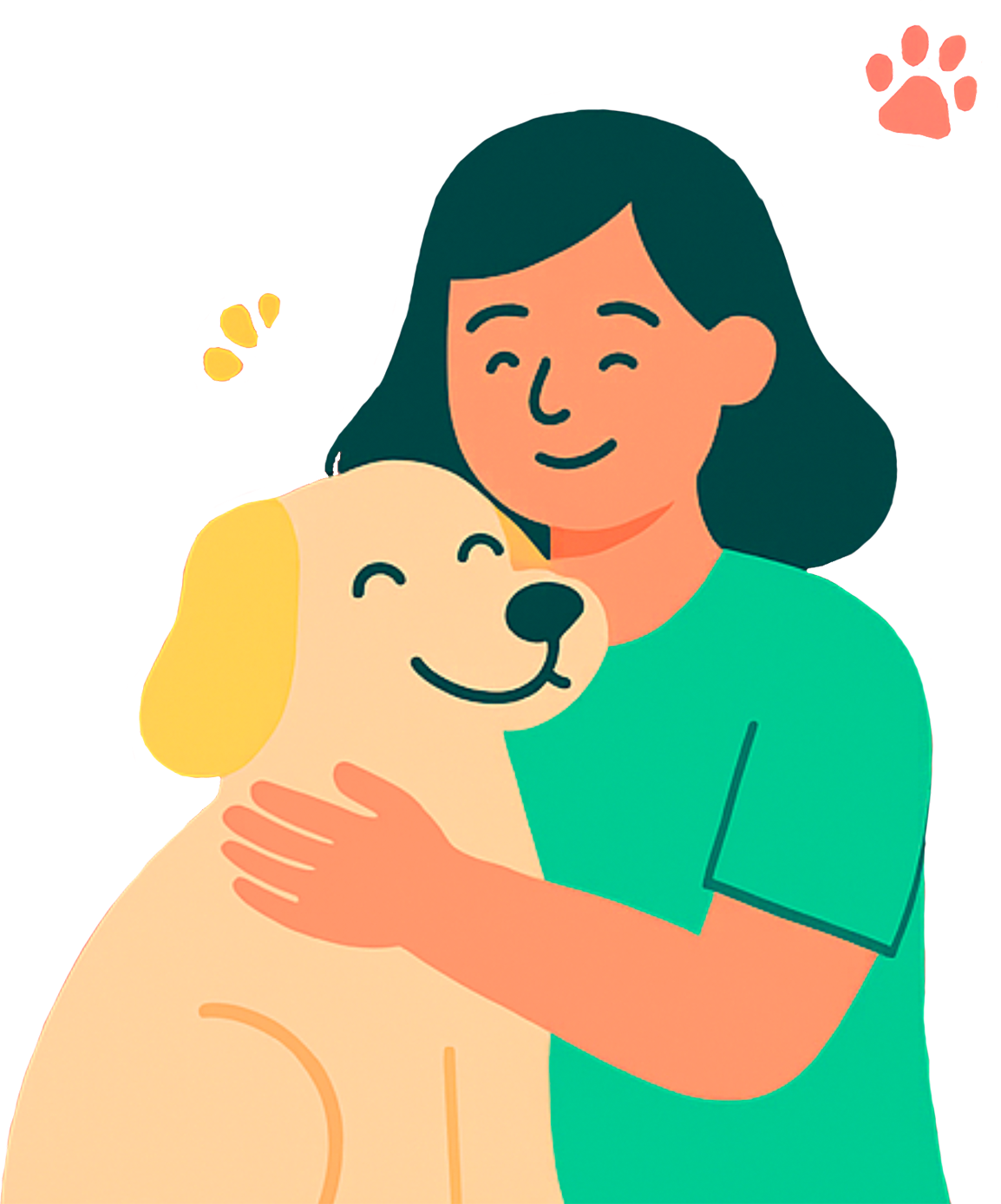 human hugging pet